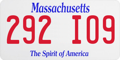 MA license plate 292IO9