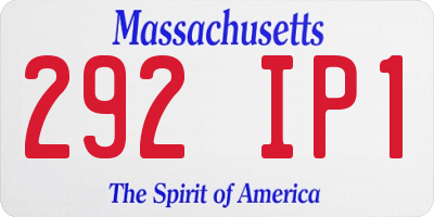 MA license plate 292IP1