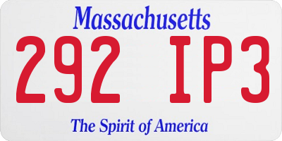 MA license plate 292IP3