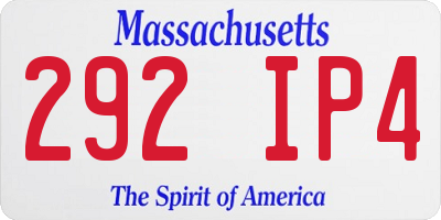 MA license plate 292IP4