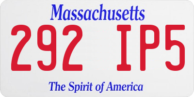 MA license plate 292IP5