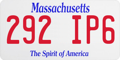 MA license plate 292IP6