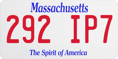 MA license plate 292IP7