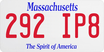 MA license plate 292IP8