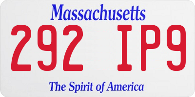 MA license plate 292IP9