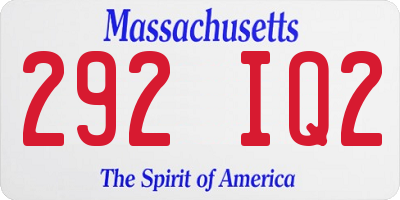 MA license plate 292IQ2