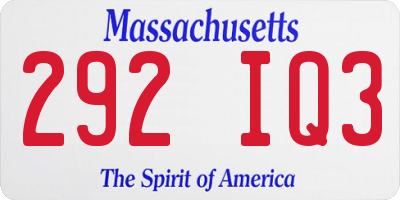 MA license plate 292IQ3