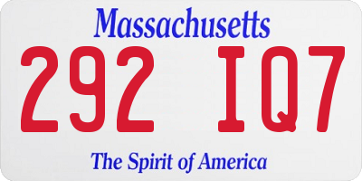 MA license plate 292IQ7