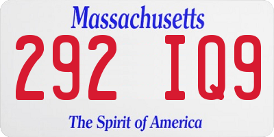 MA license plate 292IQ9
