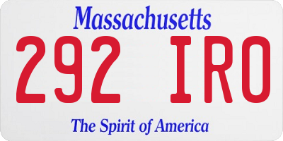 MA license plate 292IR0