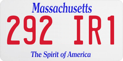 MA license plate 292IR1