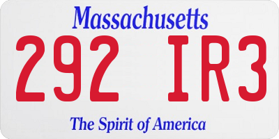 MA license plate 292IR3