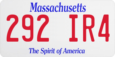 MA license plate 292IR4