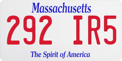 MA license plate 292IR5
