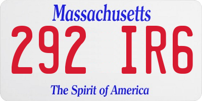 MA license plate 292IR6