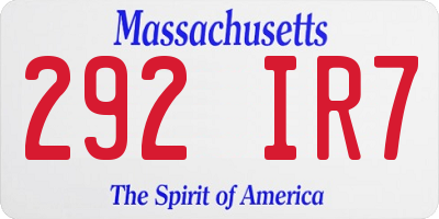 MA license plate 292IR7