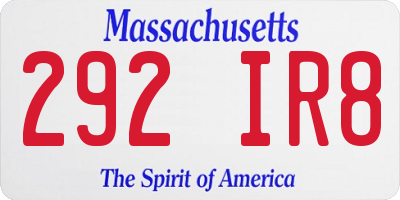 MA license plate 292IR8