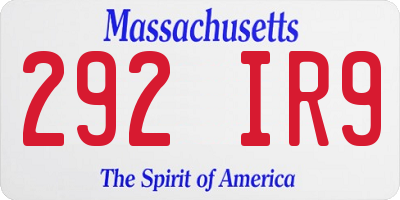 MA license plate 292IR9