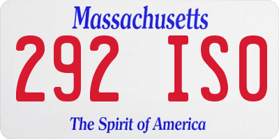 MA license plate 292IS0