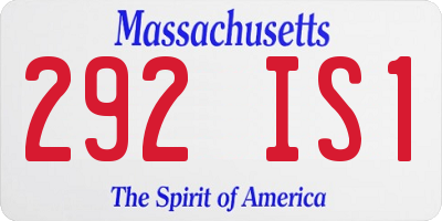 MA license plate 292IS1