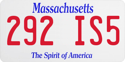 MA license plate 292IS5