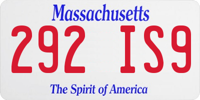 MA license plate 292IS9