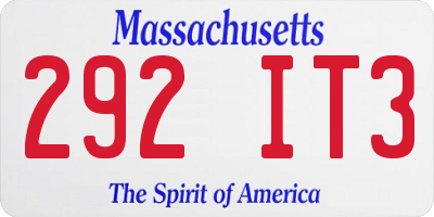 MA license plate 292IT3