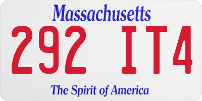 MA license plate 292IT4