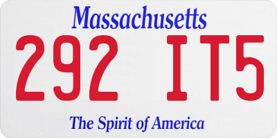 MA license plate 292IT5