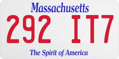 MA license plate 292IT7