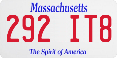 MA license plate 292IT8