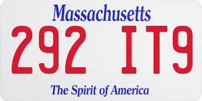MA license plate 292IT9