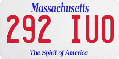 MA license plate 292IU0