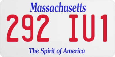 MA license plate 292IU1
