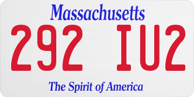 MA license plate 292IU2