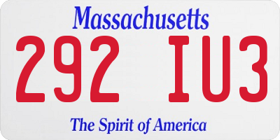 MA license plate 292IU3