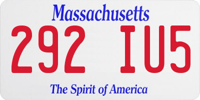 MA license plate 292IU5