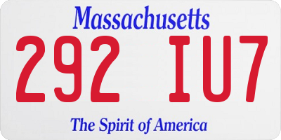 MA license plate 292IU7