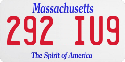MA license plate 292IU9