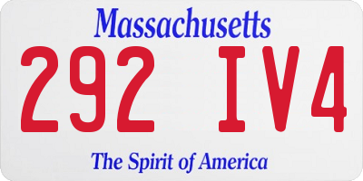 MA license plate 292IV4