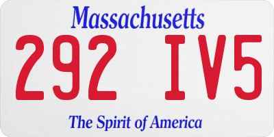 MA license plate 292IV5