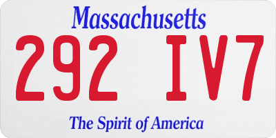 MA license plate 292IV7