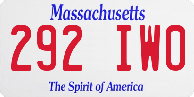 MA license plate 292IW0