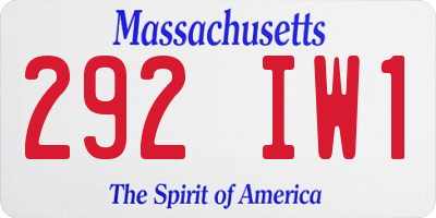 MA license plate 292IW1