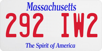 MA license plate 292IW2