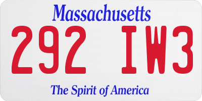 MA license plate 292IW3