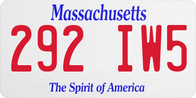 MA license plate 292IW5