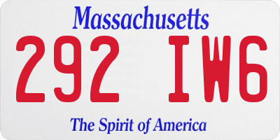MA license plate 292IW6
