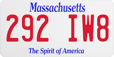 MA license plate 292IW8
