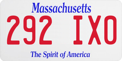 MA license plate 292IX0